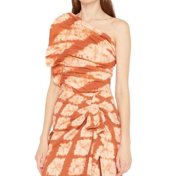 ULLA JOHNSON Senta One Shoulder Tie Dye Stripe Cotton Top Sequoia Size 12 $420 - Picture 3 of 5